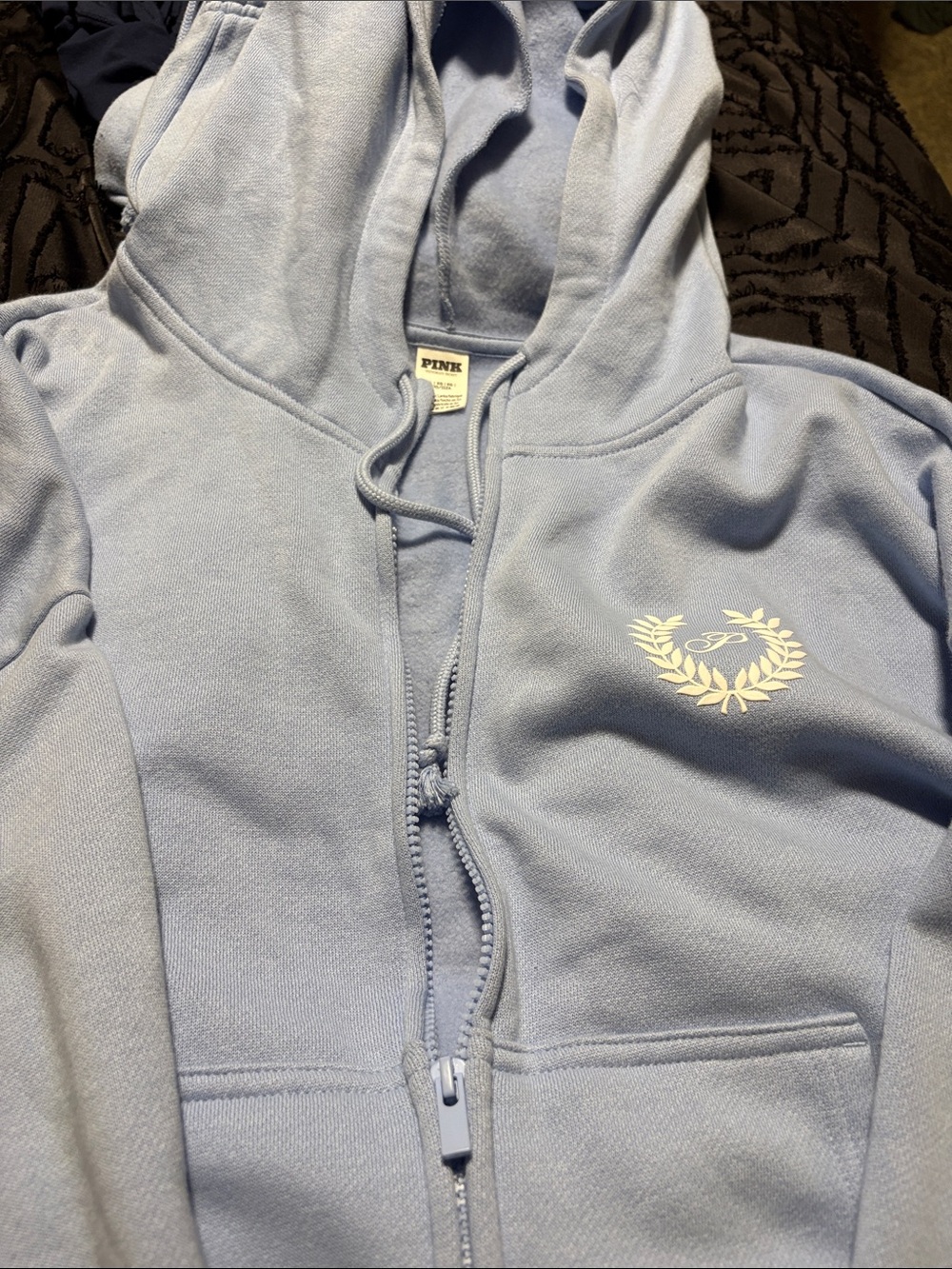 PINK Victoria's Secret women’s Pastel Blue Zip-Up Hoodie and Tee shirt